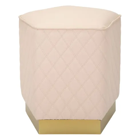 Pouf Imbottito Similpelle Trapuntata Rosa Oro Salotto Camera da Letto