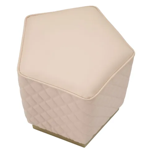Pouf Imbottito Similpelle Trapuntata Rosa Oro Salotto Camera da Letto