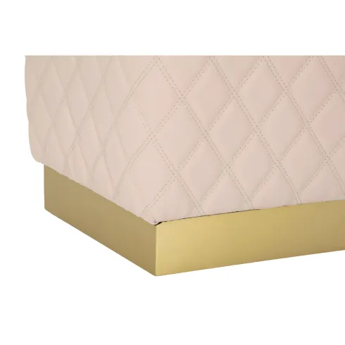 Pouf Imbottito Similpelle Trapuntata Rosa Oro Salotto Camera da Letto