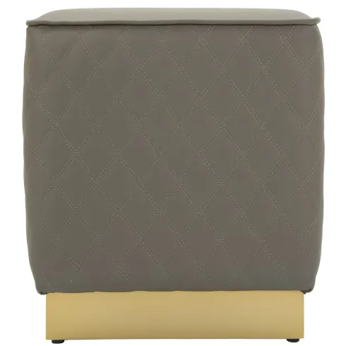 Pouf Imbottito Similpelle Trapuntata Grigio Oro Salotto Camera da Letto