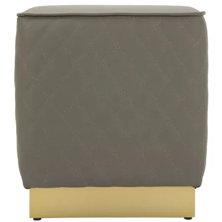 Pouf Imbottito Similpelle Trapuntata Grigio Oro Salotto Camera da Letto
