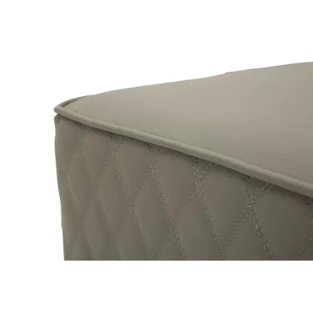 Pouf Imbottito Similpelle Trapuntata Grigio Oro Salotto Camera da Letto