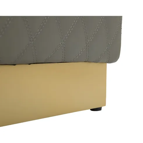 Pouf Imbottito Similpelle Trapuntata Grigio Oro Salotto Camera da Letto