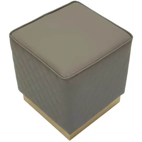 Pouf Imbottito Similpelle Trapuntata Grigio Oro Salotto Camera da Letto