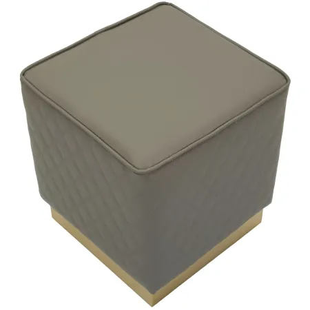 Pouf Imbottito Similpelle Trapuntata Grigio Oro Salotto Camera da Letto