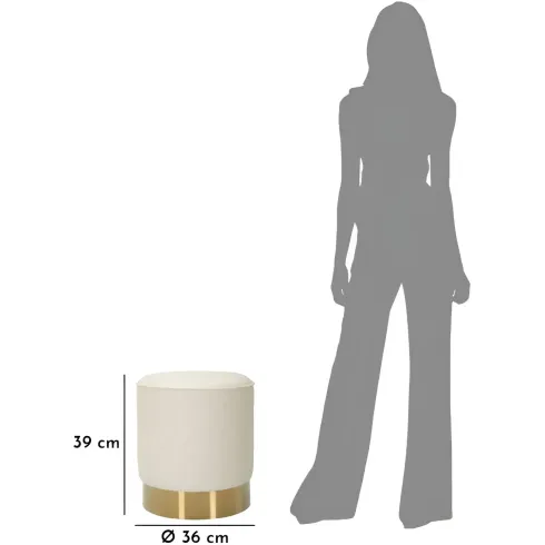 Pouf Imbottito Similpelle Trapuntata Bianco Oro Salotto Camera da Letto