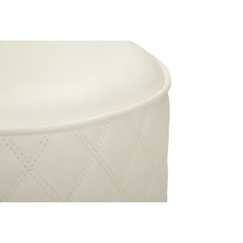 Pouf Imbottito Similpelle Trapuntata Bianco Oro Salotto Camera da Letto