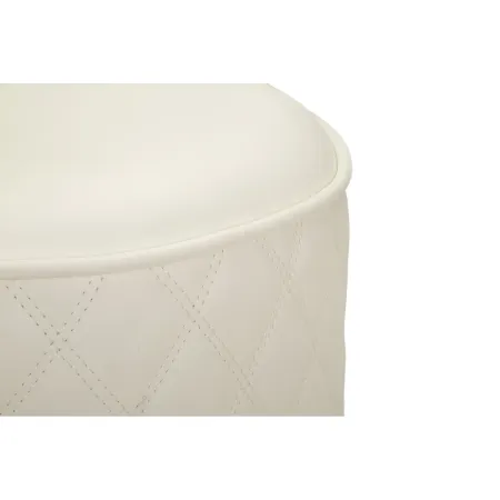 Pouf Imbottito Similpelle Trapuntata Bianco Oro Salotto Camera da Letto