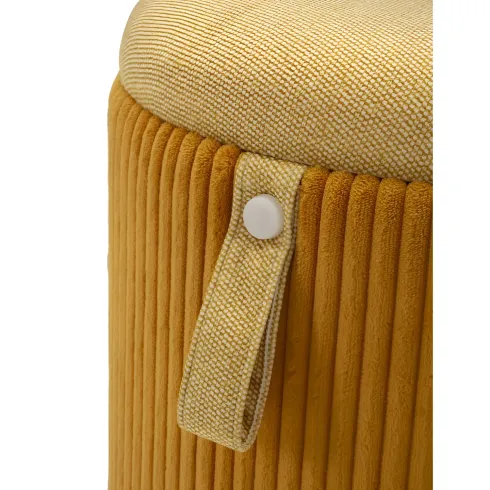 Set 2 Pouf Contenitori Imbottiti Senape Arancione per Salotto Camera
