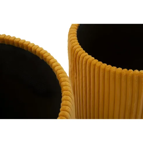 Set 2 Pouf Contenitori Imbottiti Senape Arancione per Salotto Camera