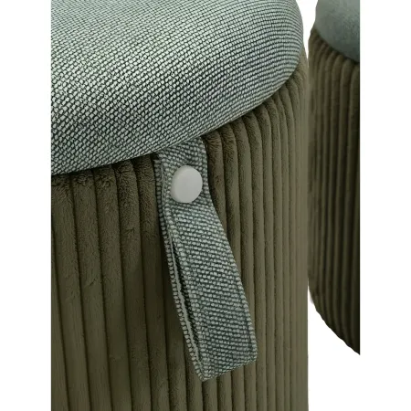 Set 2 Pouf Contenitori Imbottiti Verde Marrone per Salotto Camera