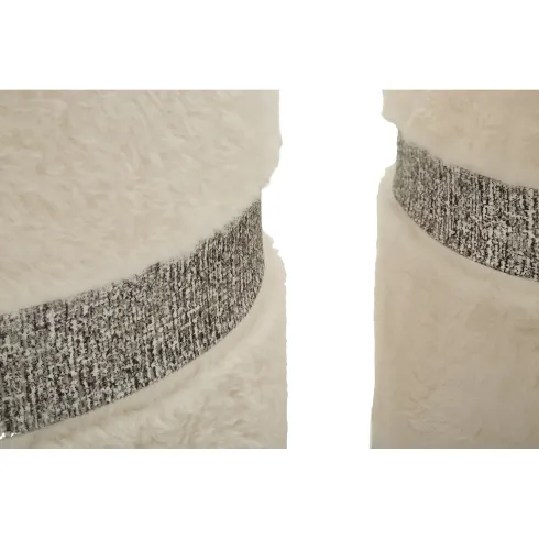 Set 2 Pouf Contenitori Imbottiti Crema Soffice Salotto Camera da Letto
