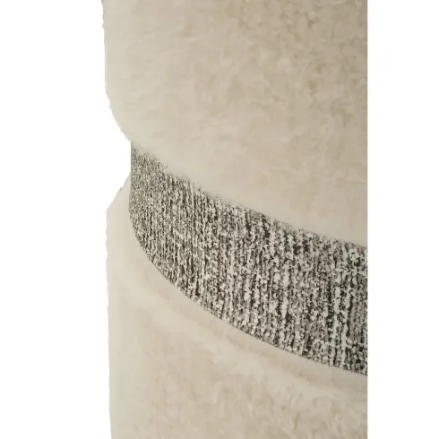 Set 2 Pouf Contenitori Imbottiti Crema Soffice Salotto Camera da Letto