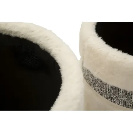 Set 2 Pouf Contenitori Imbottiti Crema Soffice Salotto Camera da Letto