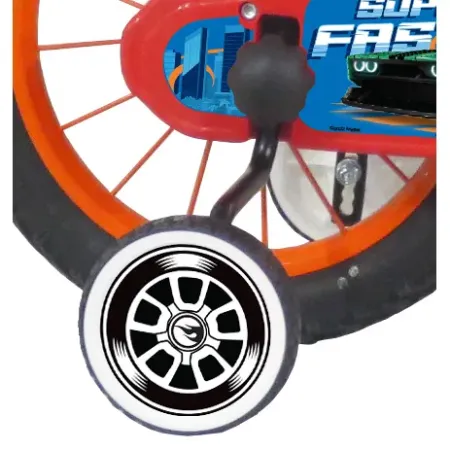 Bicicletta per Bambini 14" Hot Wheels Blu Rotelle Removibili Acciaio