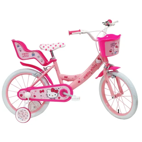 Bicicletta per Bambini 16" Hello Kitty Rosa Rotelle Removibili Acciaio