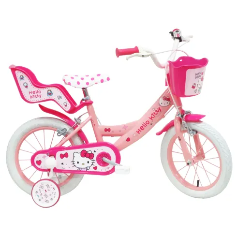 Bicicletta per Bambini 14" Hello Kitty Rosa Rotelle Removibili Acciaio