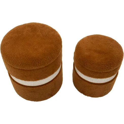 Set 2 Pouf Contenitori Imbottiti Marrone Soffice da Soggiorno Camera