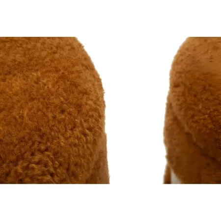 Set 2 Pouf Contenitori Imbottiti Marrone Soffice da Soggiorno Camera