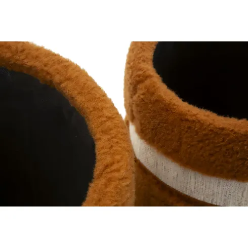 Set 2 Pouf Contenitori Imbottiti Marrone Soffice da Soggiorno Camera