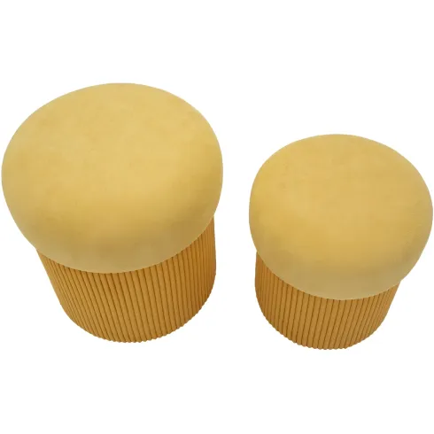 Set 2 Pouf Contenitori in Tessuto Senape Arancione Salvaspazio Camera