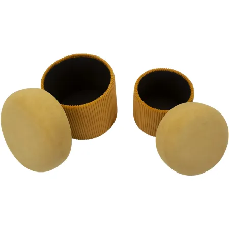 Set 2 Pouf Contenitori in Tessuto Senape Arancione Salvaspazio Camera