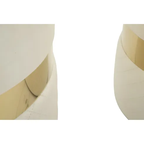 Set 2 Pouf Contenitori in Tessuto Crema Oro Salvaspazio Soggiorno