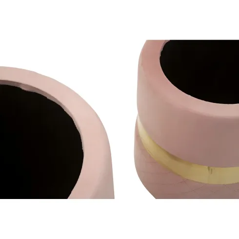 Set 2 Pouf Contenitori in Tessuto Rosa Oro Salvaspazio Salotto Camera