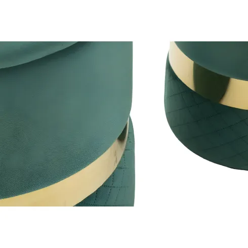 Set 2 Pouf Contenitori in Tessuto Verde Oro Salvaspazio Salotto Camera