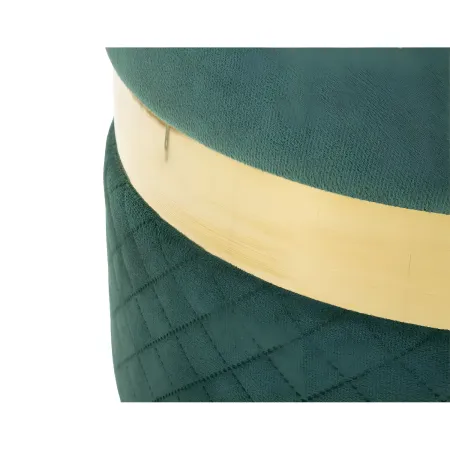 Set 2 Pouf Contenitori in Tessuto Verde Oro Salvaspazio Salotto Camera