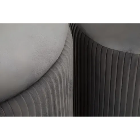 Set Panca Contenitore con 2 Pouf in Velluto Grigio Oro Camera Salotto