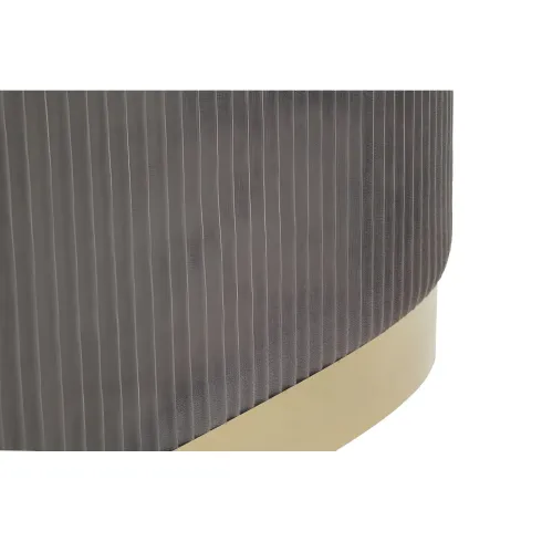 Set Panca Contenitore con 2 Pouf in Velluto Grigio Oro Camera Salotto