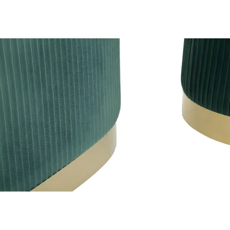 Set Panca Contenitore con 2 Pouf in Velluto Verde Oro Camera Salotto