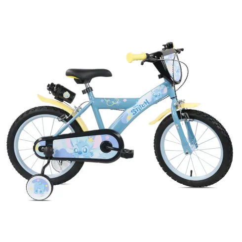 Bicicletta per Bambini 16" Stitch Disney Rotelle Removibili Acciaio