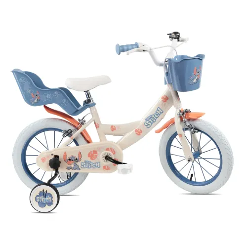 Bicicletta per Bambini 14" Stitch Disney Beige con Rotelle Removibili
