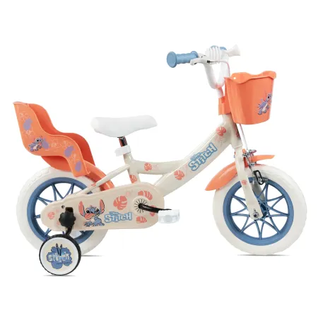 Bicicletta per Bambini 12" Stitch Disney Beige con Rotelle Removibili