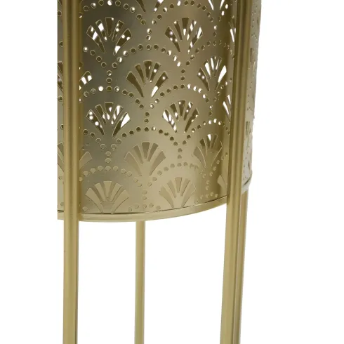 Set 2 Colonne Portavaso da Pavimento in Metallo Oro da Interno Moderno