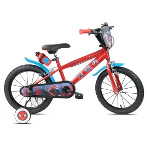 Bicicletta per Bambini Spiderman Marvel 16" Rosso Rotelle Removibili