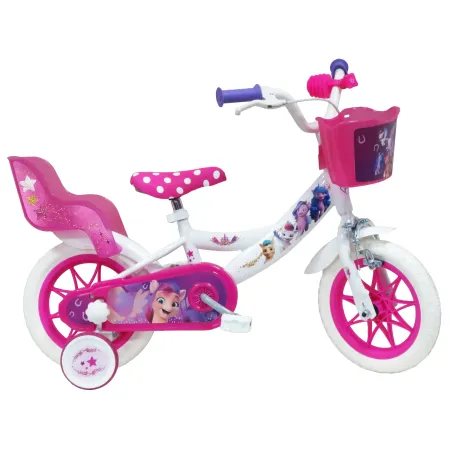 Bicicletta per Bambini My Little Pony 12" Bianco Rosa Rotelle Cestino