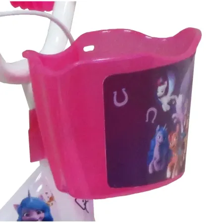 Bicicletta per Bambini My Little Pony 12" Bianco Rosa Rotelle Cestino
