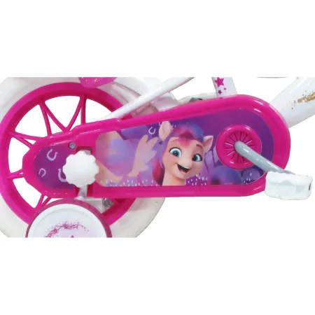 Bicicletta per Bambini My Little Pony 12" Bianco Rosa Rotelle Cestino