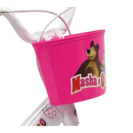 Bicicletta per Bambini 16" Masha e Orso Bianco con Portabambola Rotelle