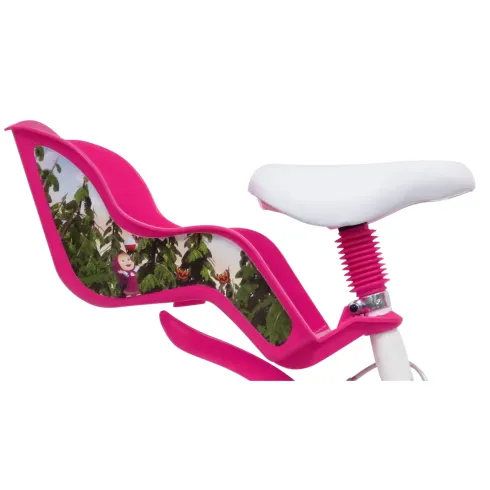Bicicletta per Bambini 16" Masha e Orso Bianco con Portabambola Rotelle
