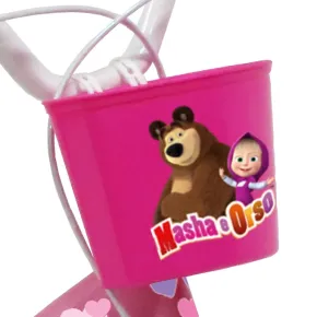 Bicicletta per Bambini 14" Masha e Orso Bianco con Portabambola Rotelle 2