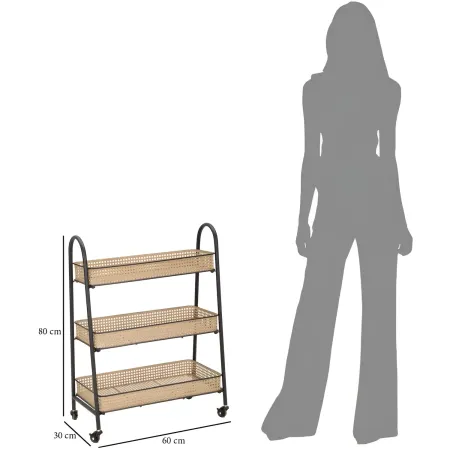 Carrello Portapiante con Ruote 3 Ripiani in Metallo Beige Nero