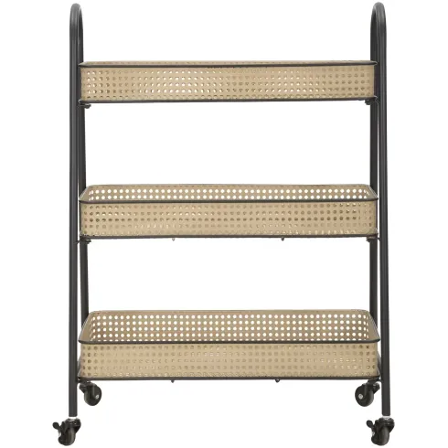 Carrello Portapiante con Ruote 3 Ripiani in Metallo Beige Nero
