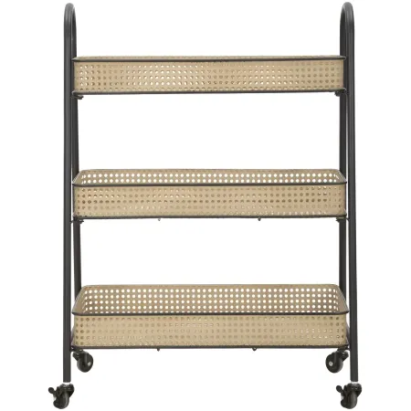 Carrello Portapiante con Ruote 3 Ripiani in Metallo Beige Nero