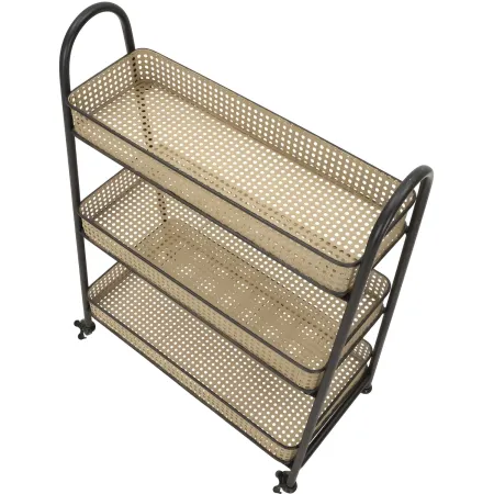 Carrello Portapiante con Ruote 3 Ripiani in Metallo Beige Nero