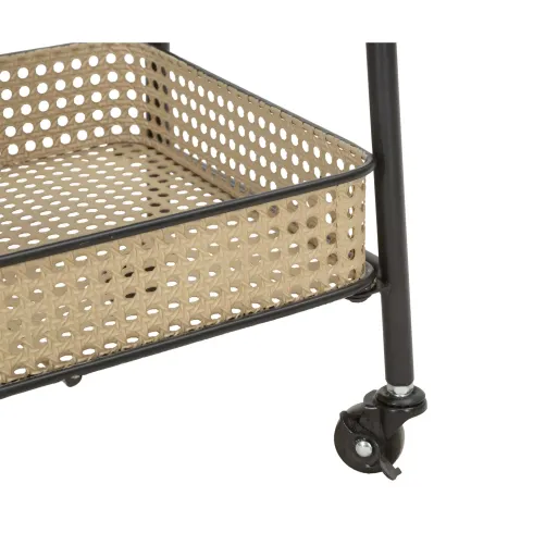 Carrello Portapiante con Ruote 3 Ripiani in Metallo Beige Nero