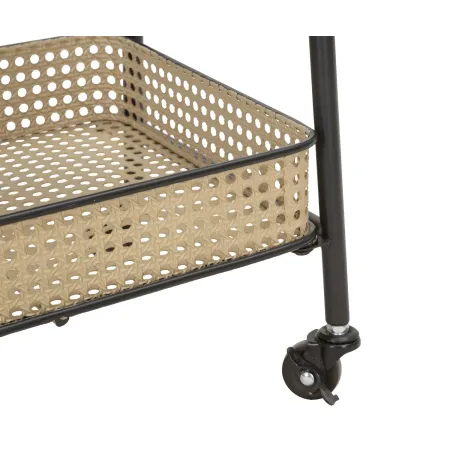 Carrello Portapiante con Ruote 3 Ripiani in Metallo Beige Nero